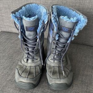 UGG Gray Boots with Blue Shearling Lining